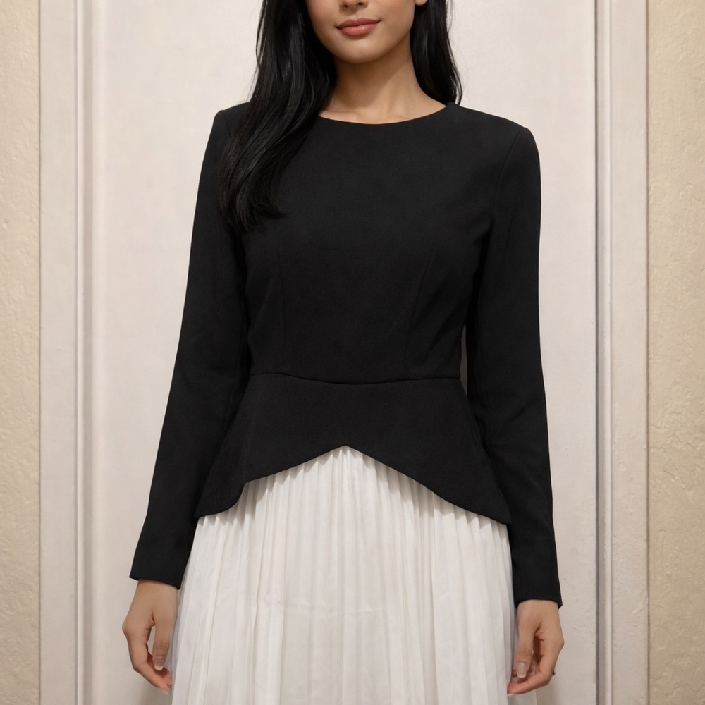 Commense Black and White Midi Dress